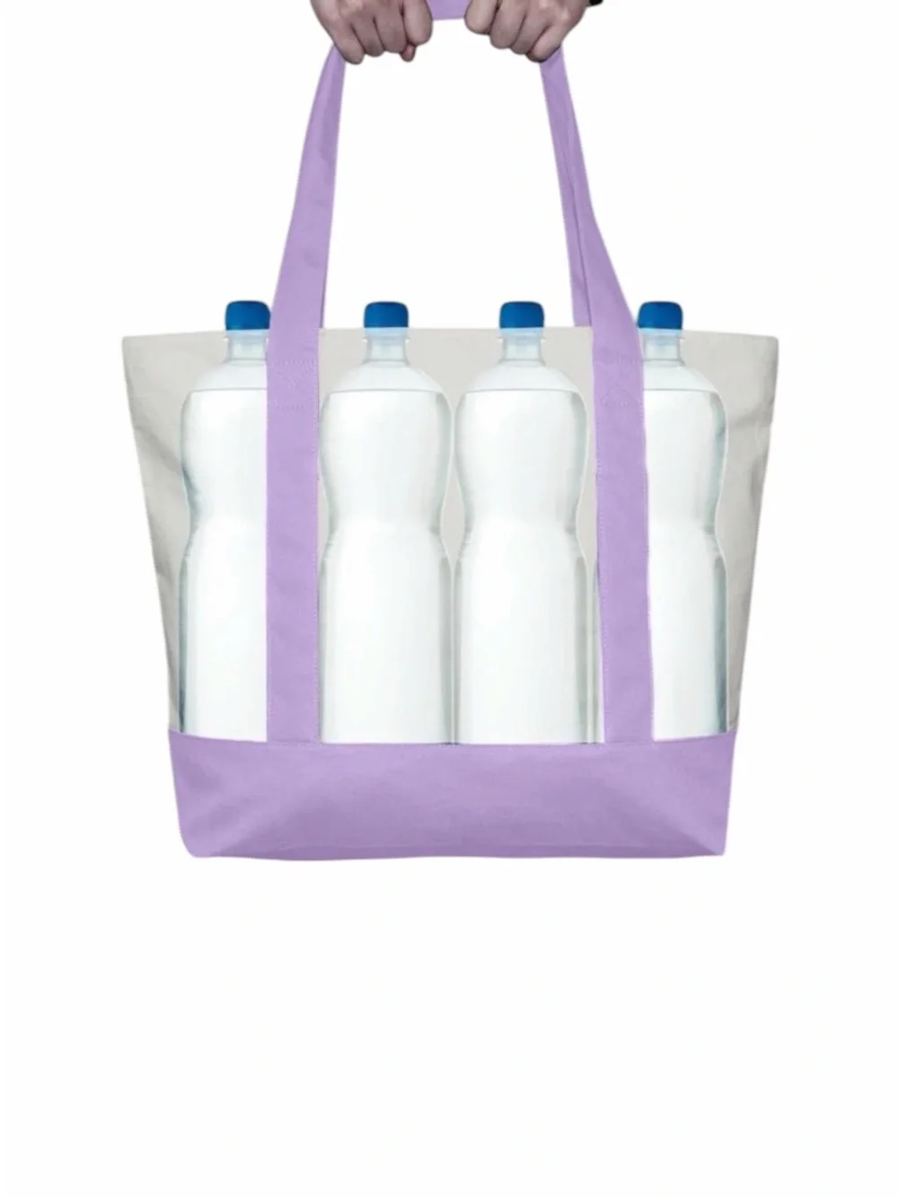 Cotton Canvas Large Tote Bag with Lavender Accents - NWT
